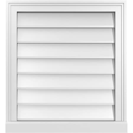 Vertical Surface Mount PVC Gable Vent W/ 2W X 2H , Brickmould Sill Frame, 22W X 24H